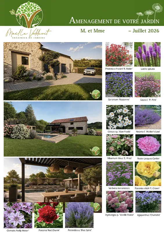 liste vegetaux amenagement jardin exterieur maëlle valdevit création de jardins en 3D paysagiste miramont de guyenne marmande sainte foy la grande  47 eymet bergerac 24